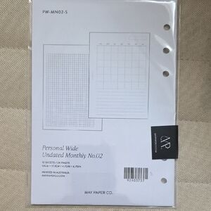 Undated Monthly Planner Inserts - White